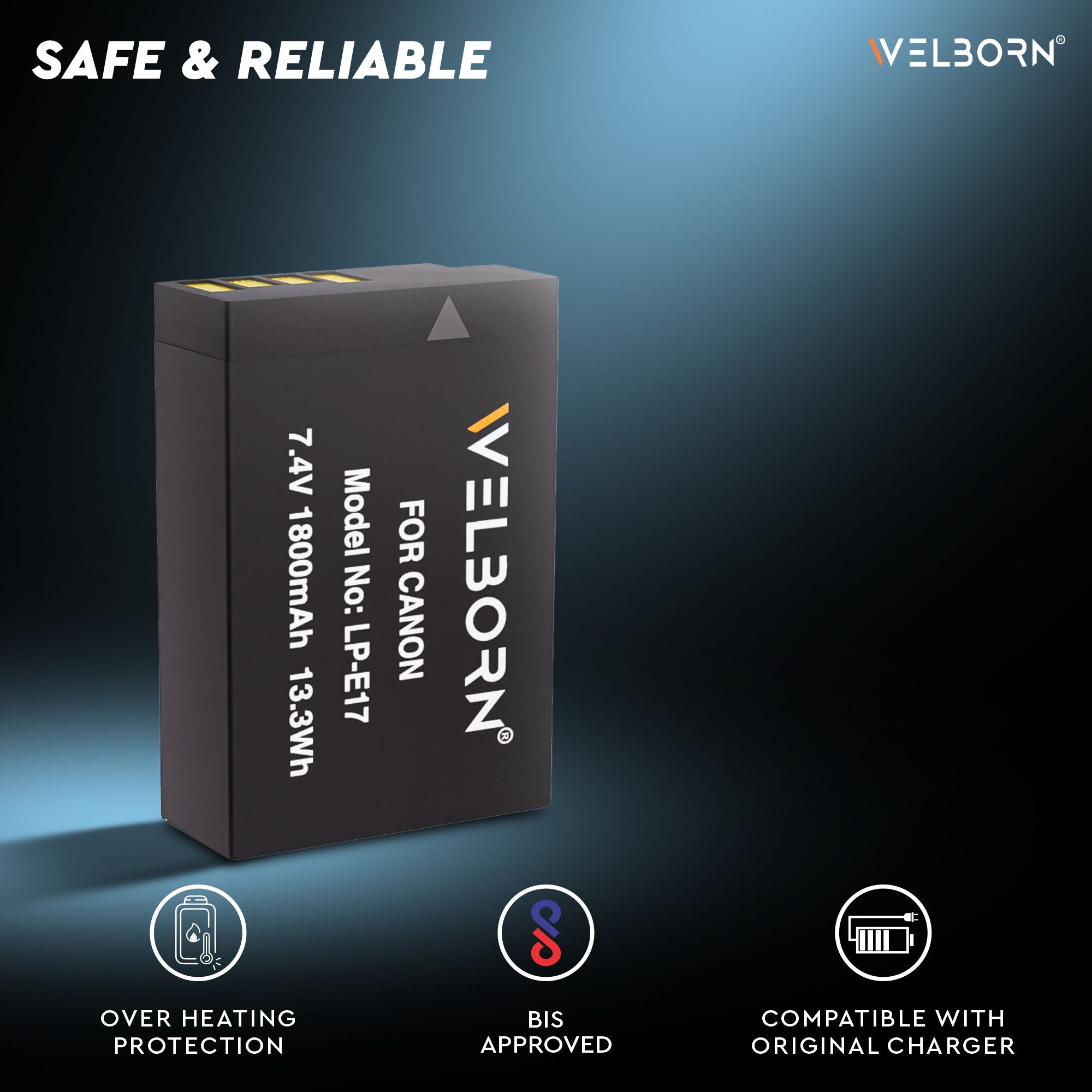 WELBORN Canon LP-E17 Compatible Camera Battery – Rechargeable Replacement Power Pack