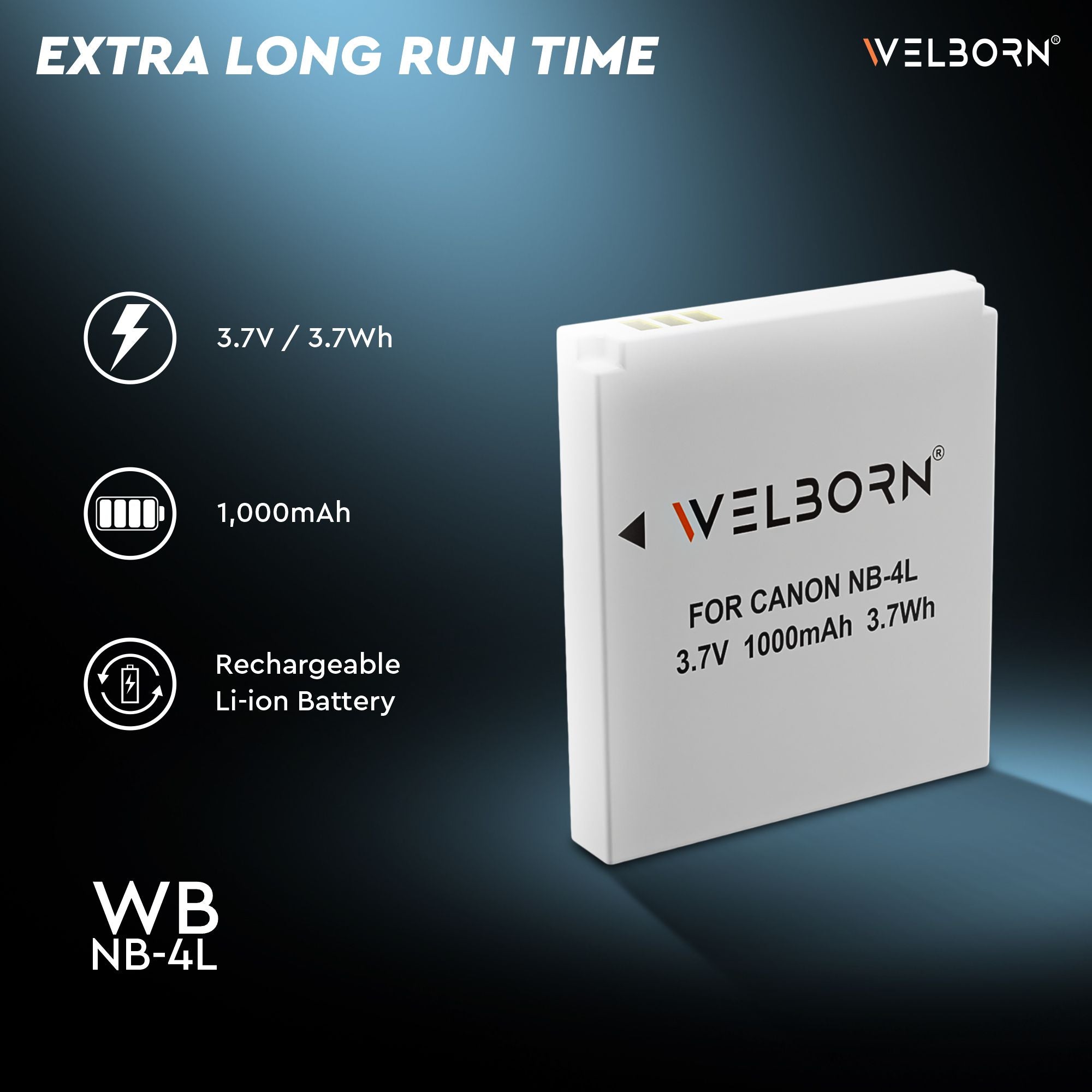 WELBORN NB4L Battery for Canon Compact Cameras – Reliable Power for Travel & Daily Use