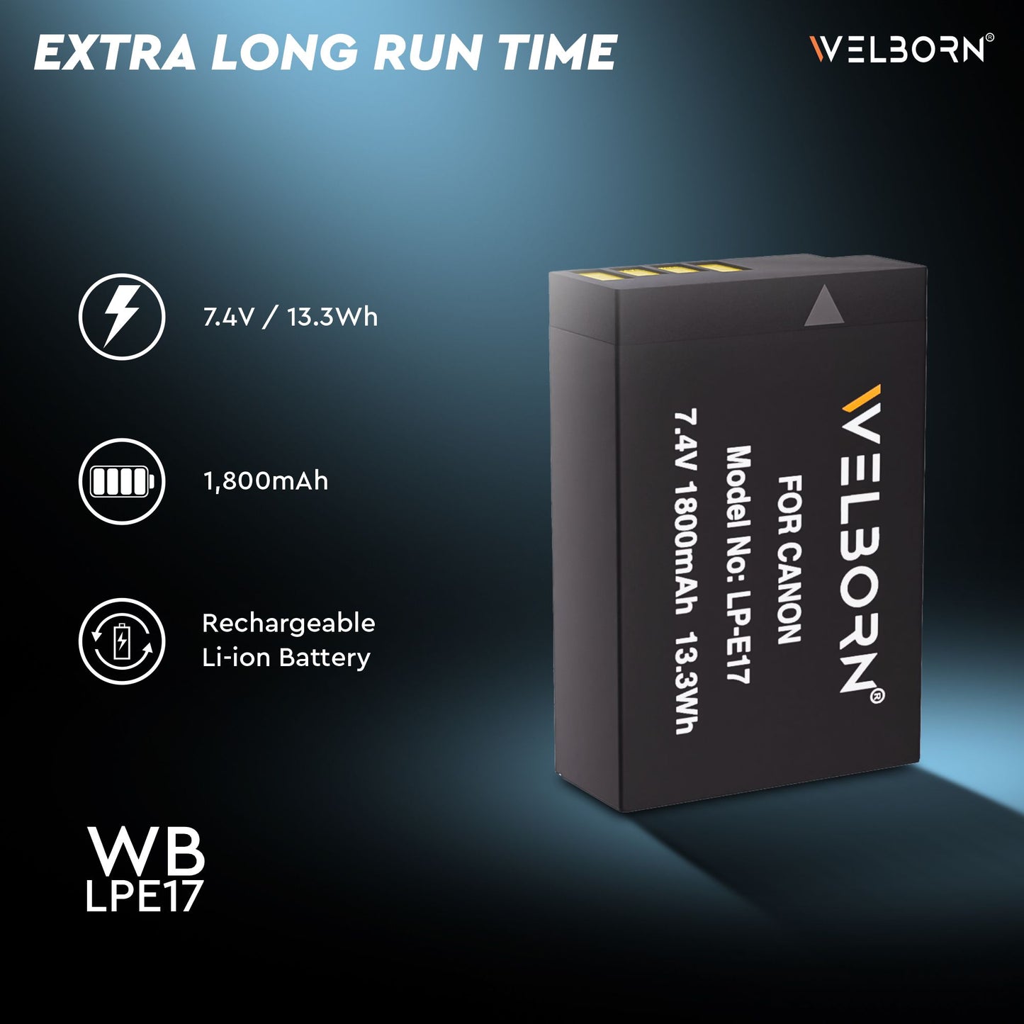WELBORN Canon LP-E17 Compatible Camera Battery – Rechargeable Replacement Power Pack