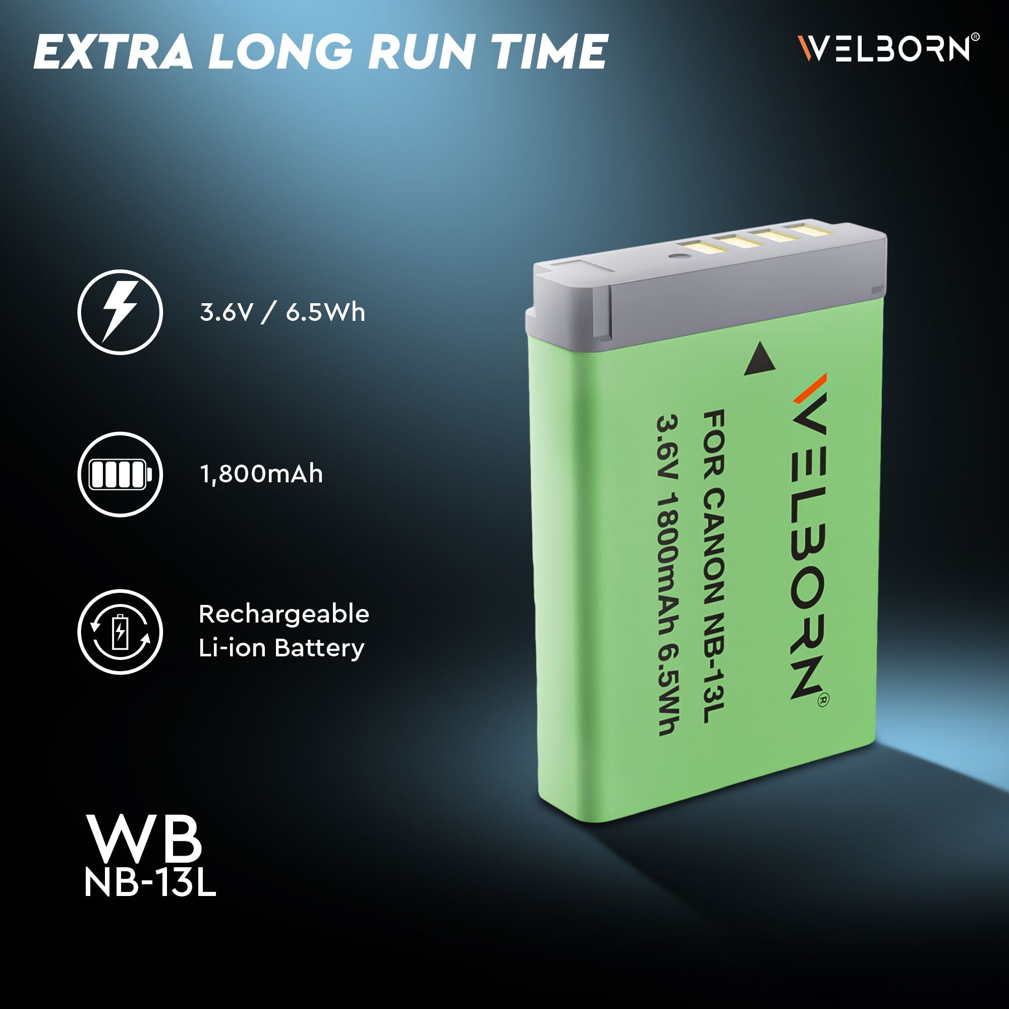 WELBORN NB13L Rechargeable Battery Pack Compatible with Canon Power Shot G5X G5X Mark II G6 G7 G7X G7X Mark II G7X Mark III G9 G9X G9X Mark II | Power Shot N100 SX620 HS SX720HS SX730 HS SX740 HS