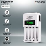 Welborn Ultra Fast Cell Charger for Rechargeable Batteries AA & AAA Ni-mh, with LCD Display Indicator, Smart Charge Control System, Charge 2 or 4 Batteries at a Time