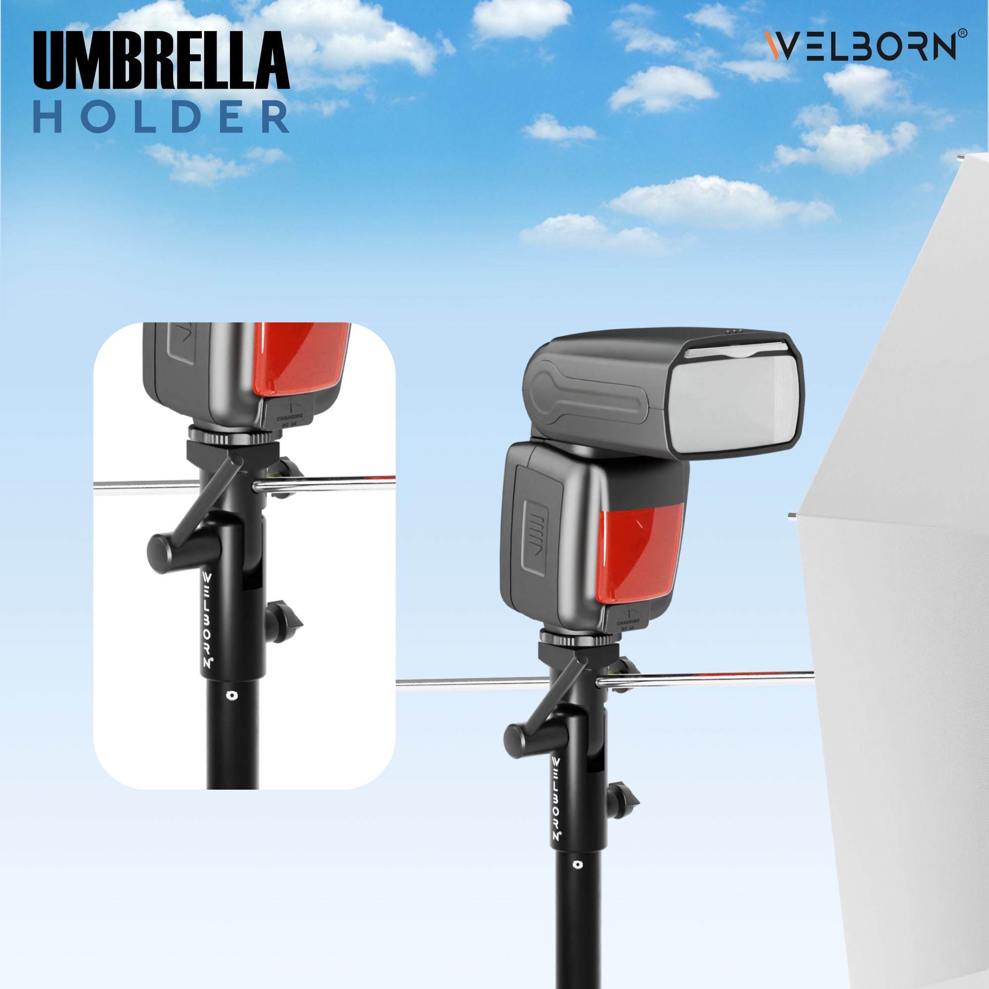 Welborn Metal Umbrella Clamp for Studio Lighting – Enhance Your Lighting Control