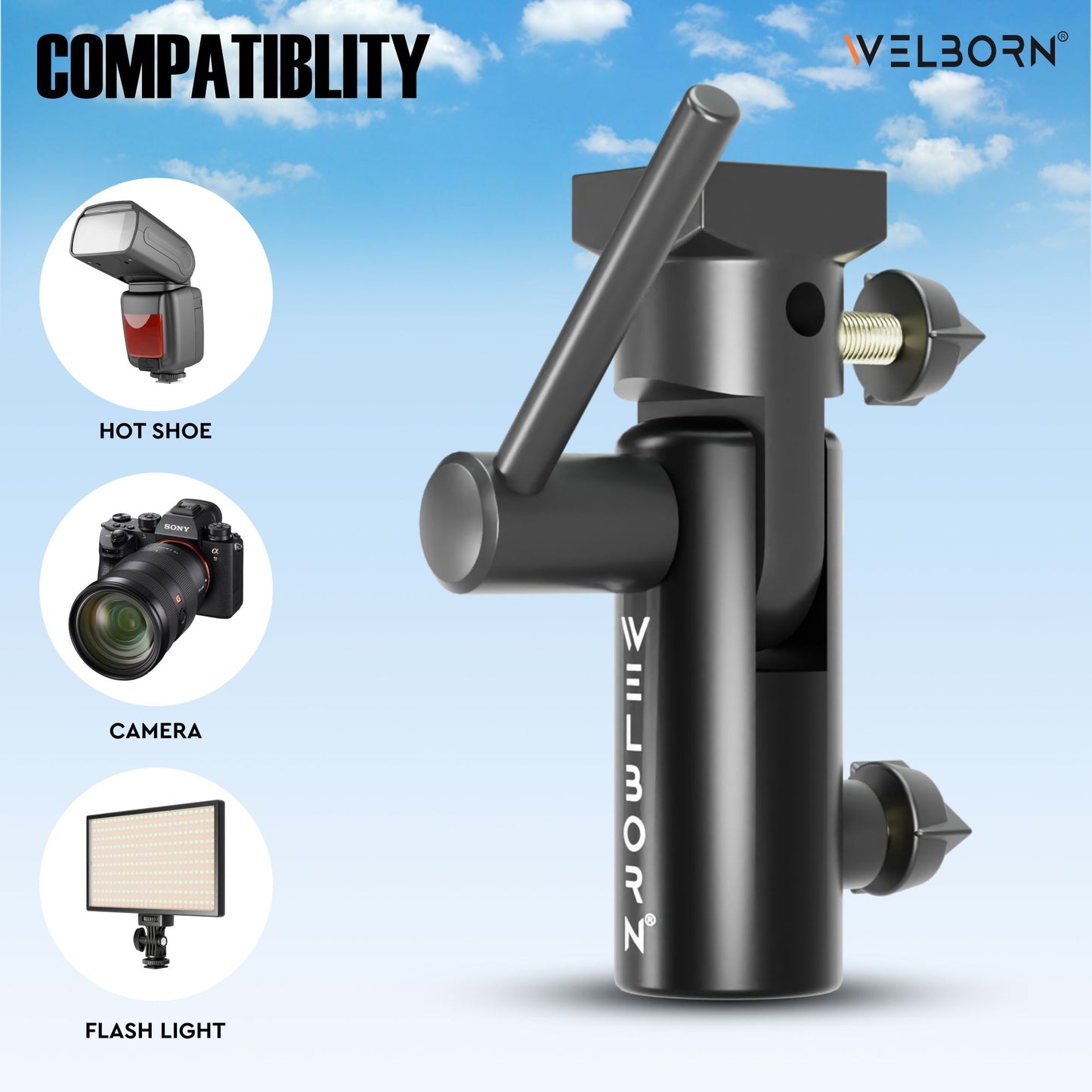 Welborn Metal Umbrella Clamp for Studio Lighting – Enhance Your Lighting Control