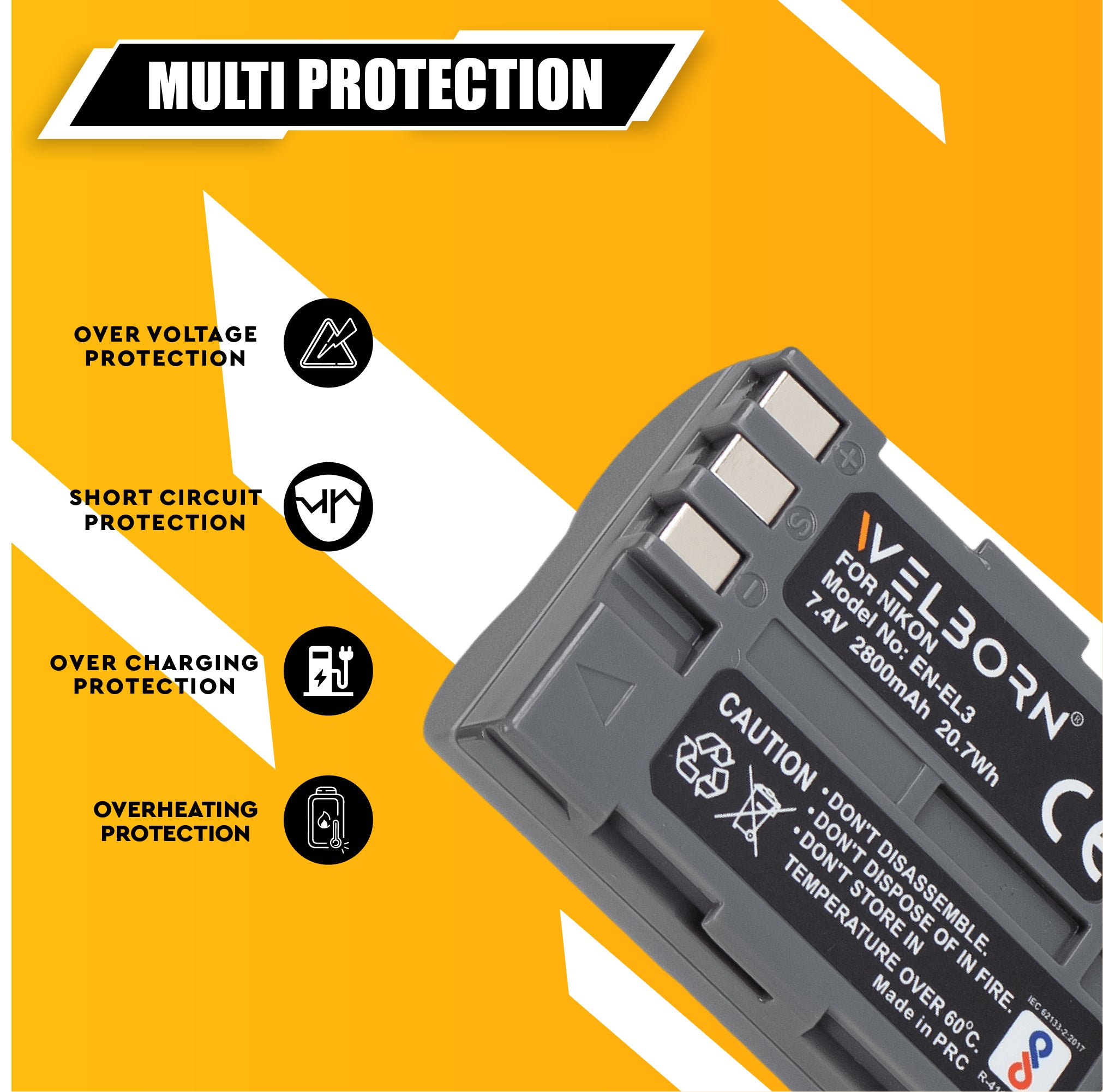 Welborn Camera Battery for Nikon ENEL3 (2800 mAh) Battery Compatible with Nikon D300, D300s, D100, D50, D40, D70, D700, D70s, D80, D90, and D200