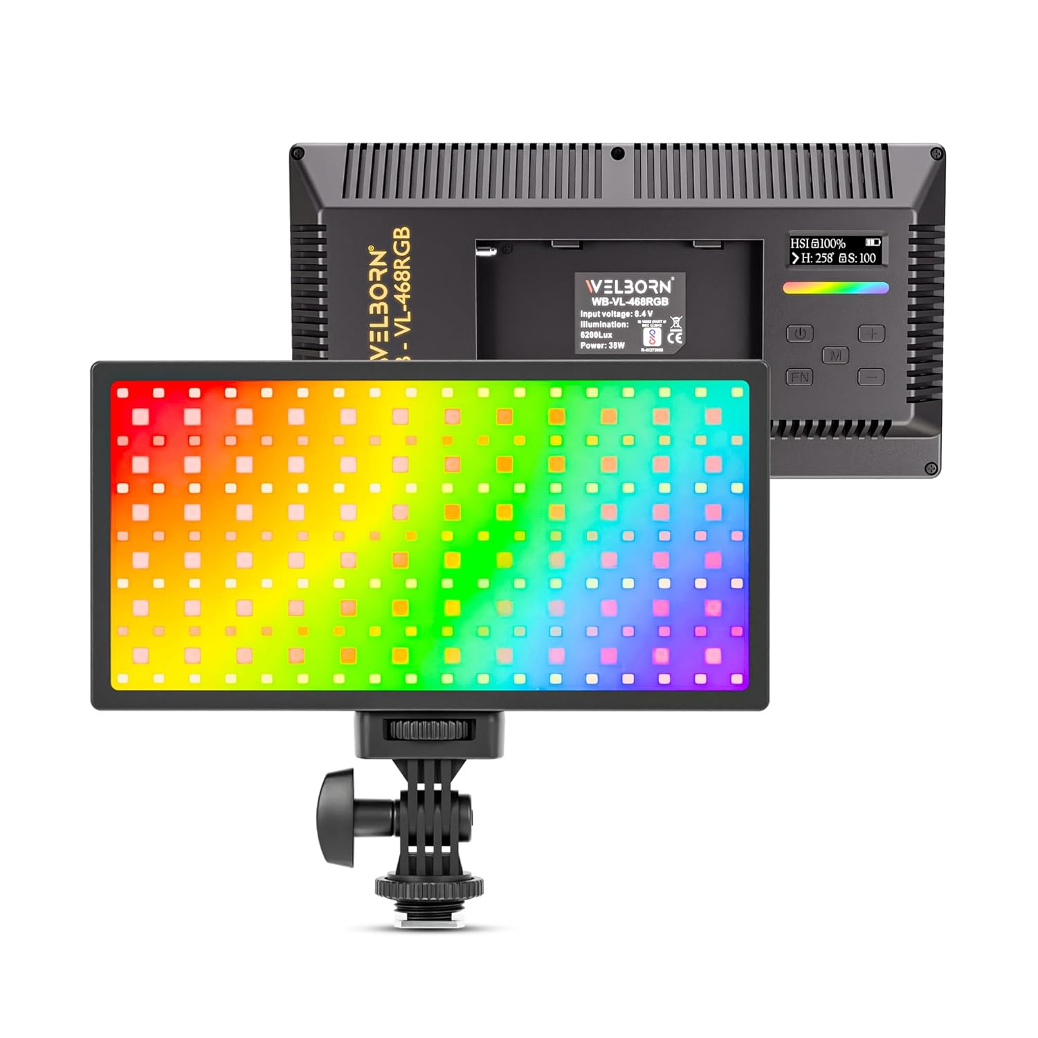 Welborn 468RGB LED Video Light, Adjustable Color Temperature, Professional Lighting