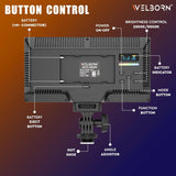 Welborn 468RGB LED Video Light, Adjustable Color Temperature, Professional Lighting