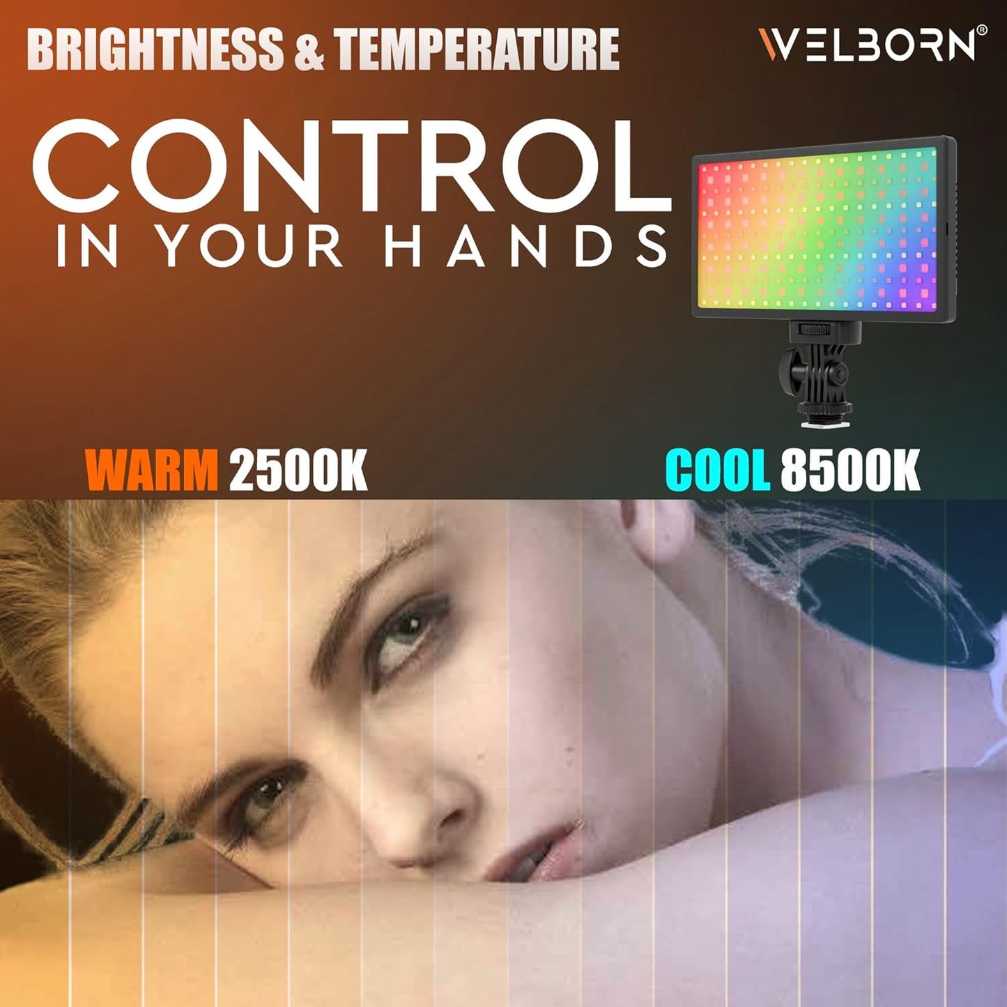Welborn 468RGB LED Video Light, Adjustable Color Temperature, Professional Lighting