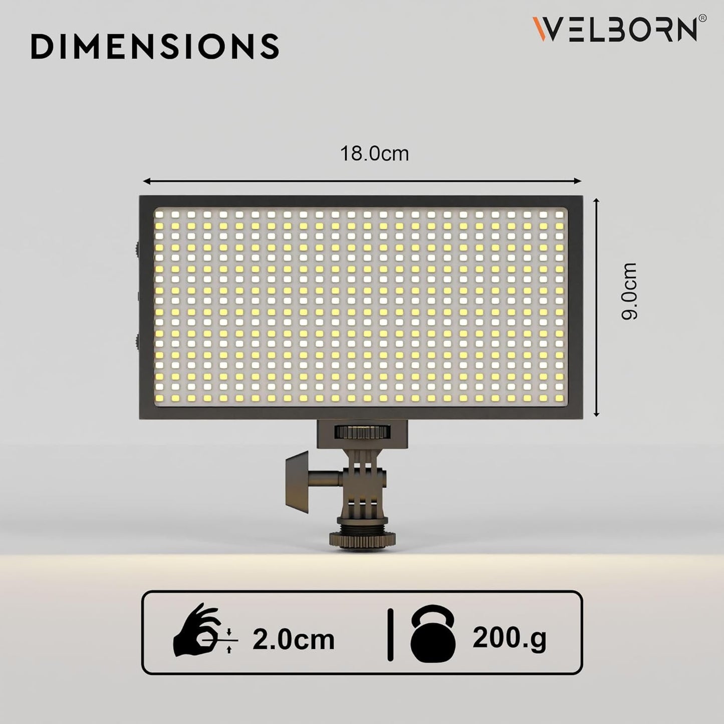 Welborn VL-468B Professional Video Light Dimmable 3200k -5600k for YouTube Video, Product Photography, Makeup Shoot and More