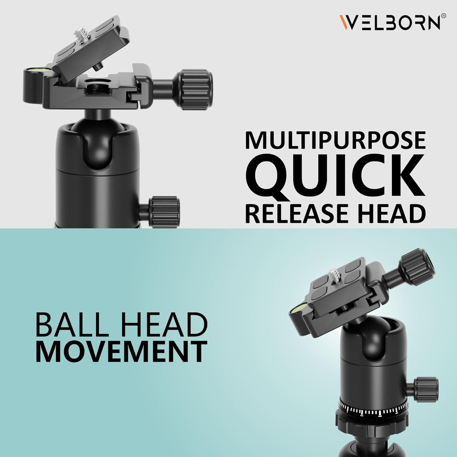 WELBORN TR-575BH Professional Tripod with 4 Sections, 90 Degree Angle Tilt