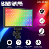 Welborn 468RGB LED Video Light, Adjustable Color Temperature, Professional Lighting