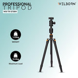 WELBORN TR-575BH Professional Tripod with 4 Sections, 90 Degree Angle Tilt