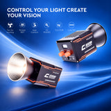 WELBORN C200Bi 200W Bi-Color COB LED Video Light | 25000 Lux High Brightness | 96+ CRI & TLCI | 180° Adjustable Rotation | App Control | FX Lighting Modes | Fan Cooling | Professional Studio Light for Photography & Videography