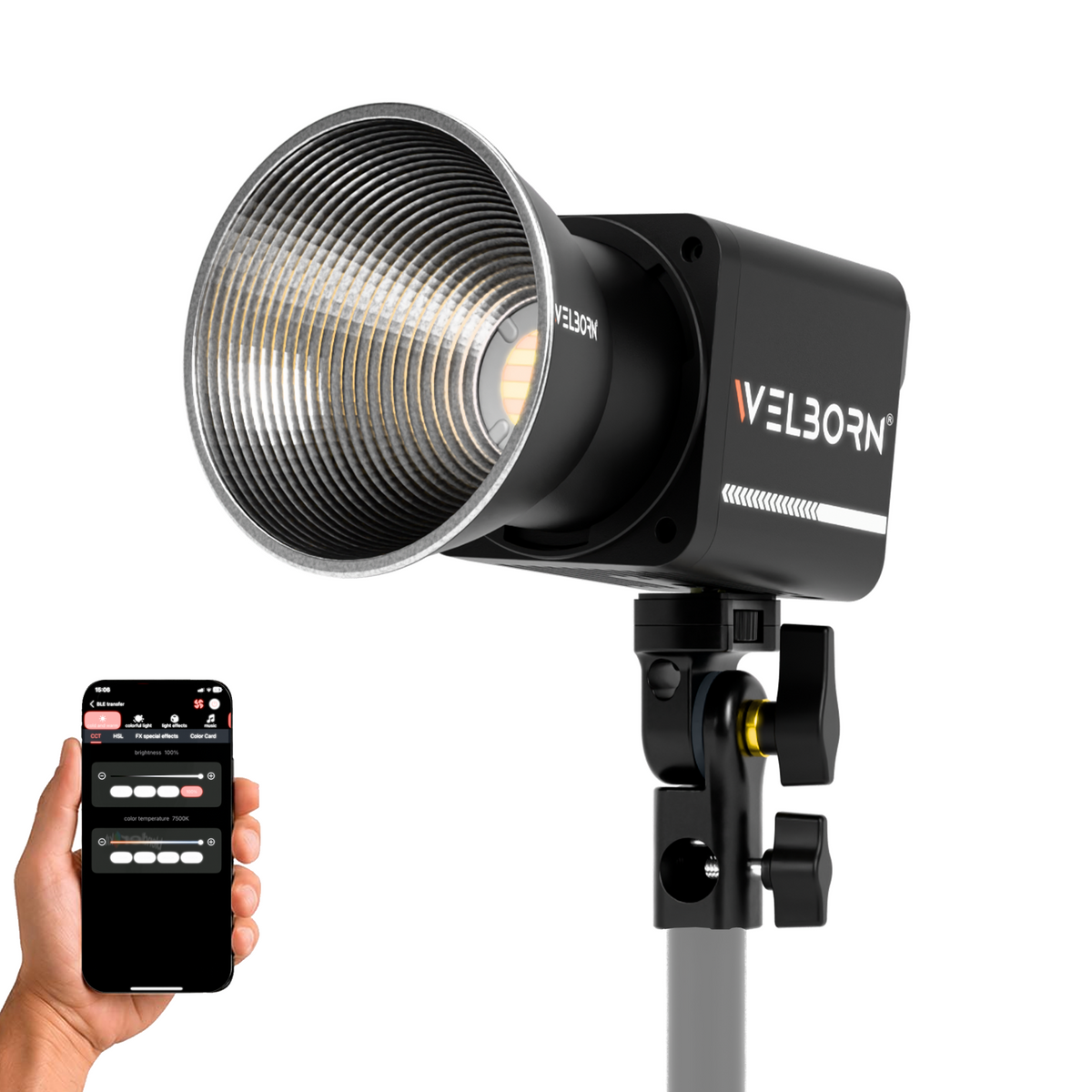 WELBORN WB-SP-272 Bi-Color COB LED Video Light | 160W Professional Continuous Lighting | 19,000 Lux Illumination | 2800K–6500K Color Temperature | App Control | High CRI/TLCI 98+ | For Photography, Videography & Studio