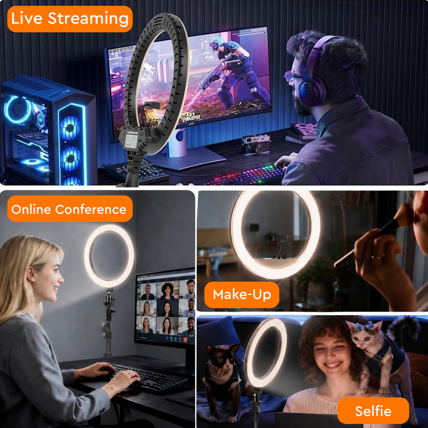 WELBORN (WB-RL-19B RT) LED Ring Light with Remote Control | Adjustable Lighting | Smartphone Holder | USB Support | For Photography, Video & Vlogging