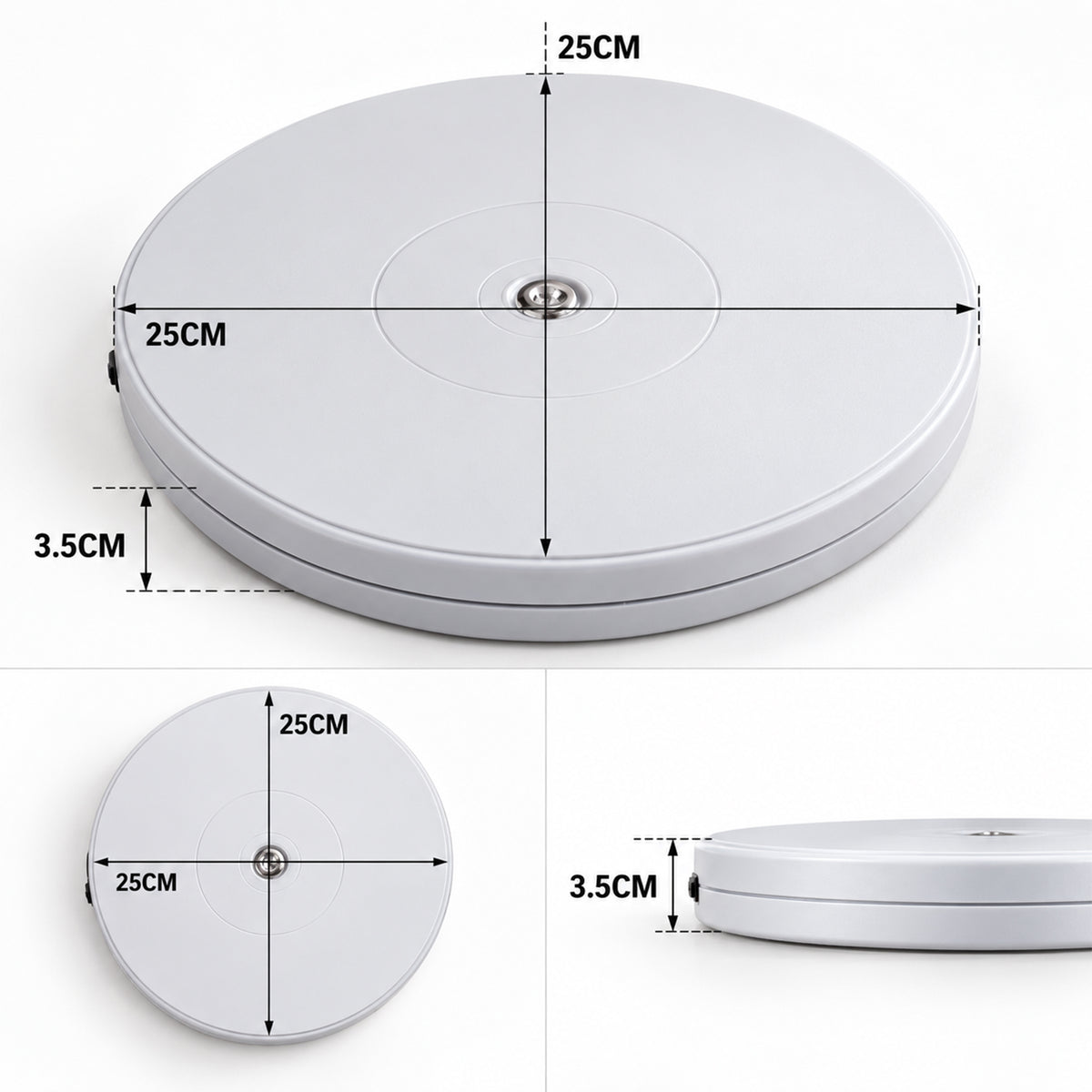 WELBORN 25cm Product Photography Turntable | 15KG Max Load Capacity | 360° Two-Way Rotation | Electric Rotating Display Stand for Product Photography, Video, Live Streaming & 360° Product Shoots