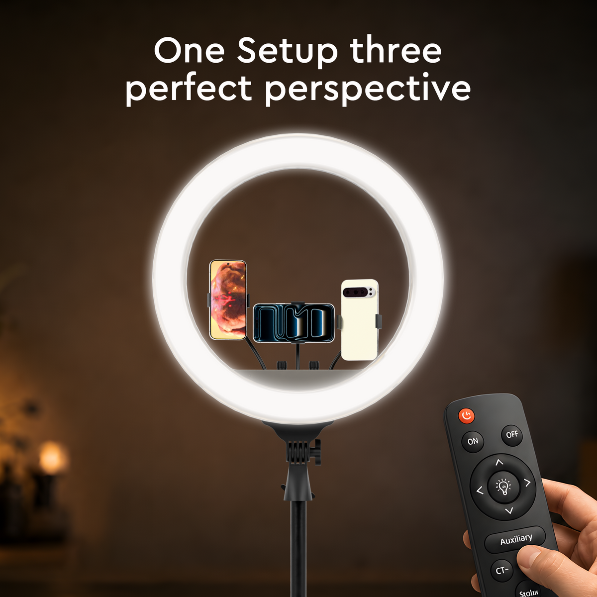 WELBORN (WB-RL-19B RT) LED Ring Light with Remote Control | Adjustable Lighting | Smartphone Holder | USB Support | For Photography, Video & Vlogging