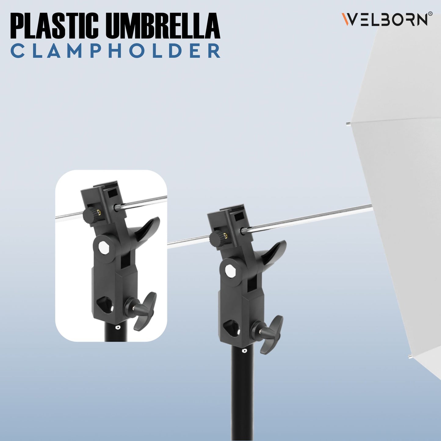 Welborn Plastic Umbrella Clamp for Photography & Video Lighting – Built for Studio Use