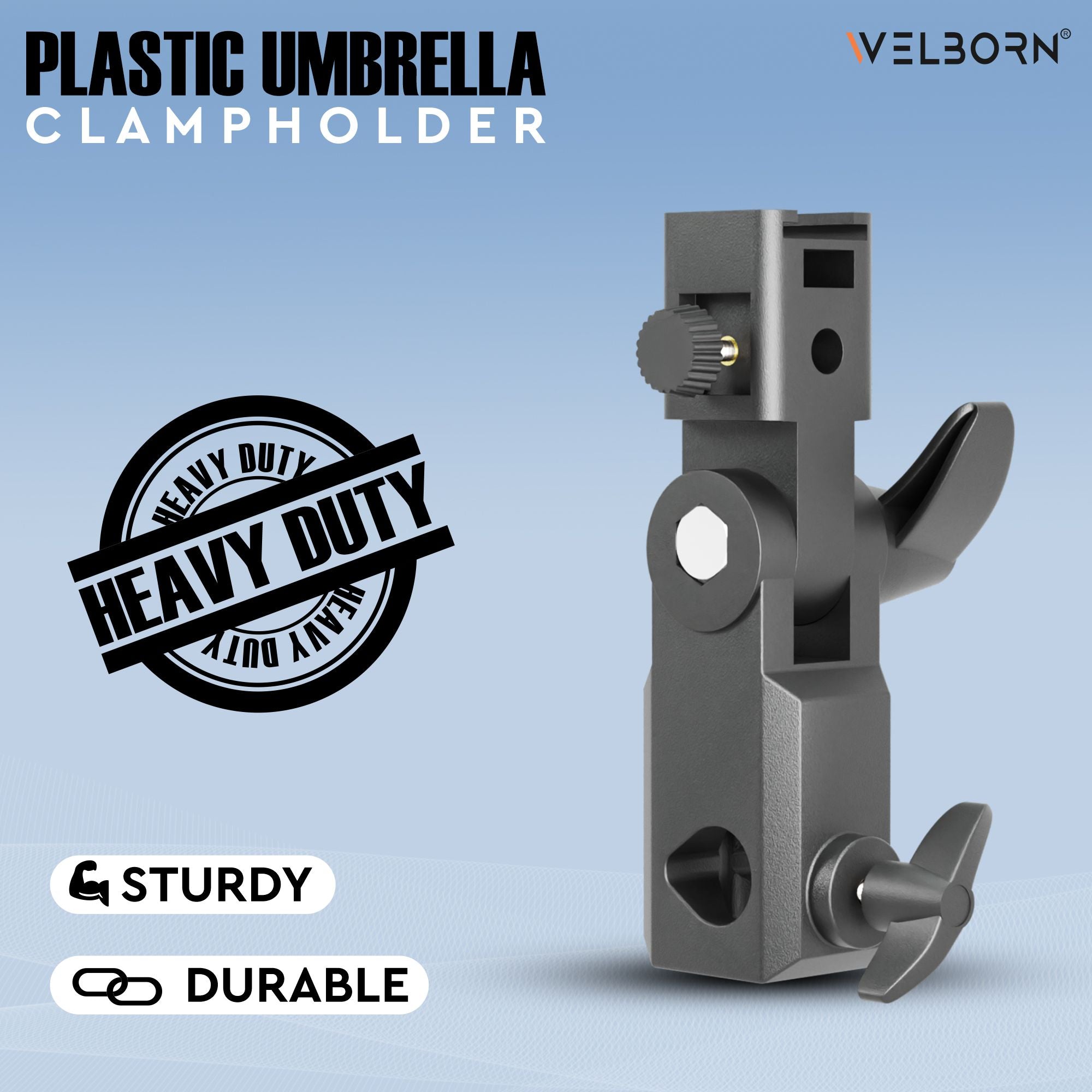 Welborn Plastic Umbrella Clamp for Photography & Video Lighting – Built for Studio Use