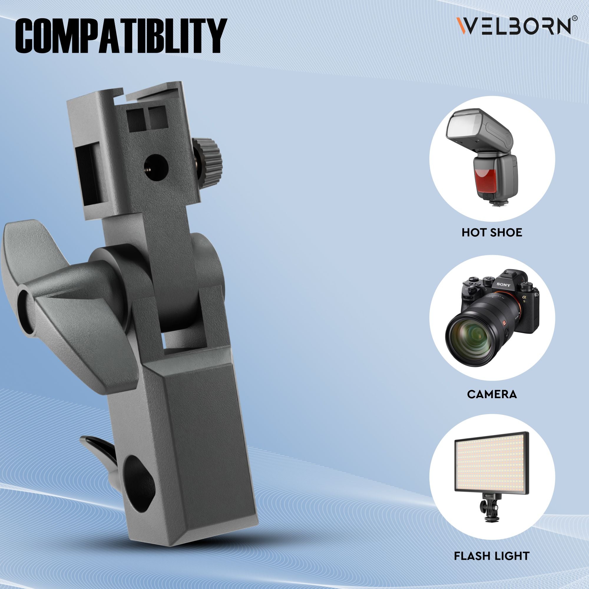 Welborn Plastic Umbrella Clamp for Photography & Video Lighting – Built for Studio Use