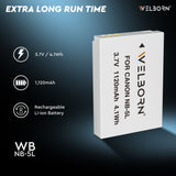 WELBORN NB5L Rechargeable Battery Pack Compatible with Canon Digital IXUS 870IS,970IS,980 is,990 is,90IS| Power Shot SD880 is,SD790 is,SD890 is,SD990 is,SD970 is, S100, S110,SX200 is,SX210 is