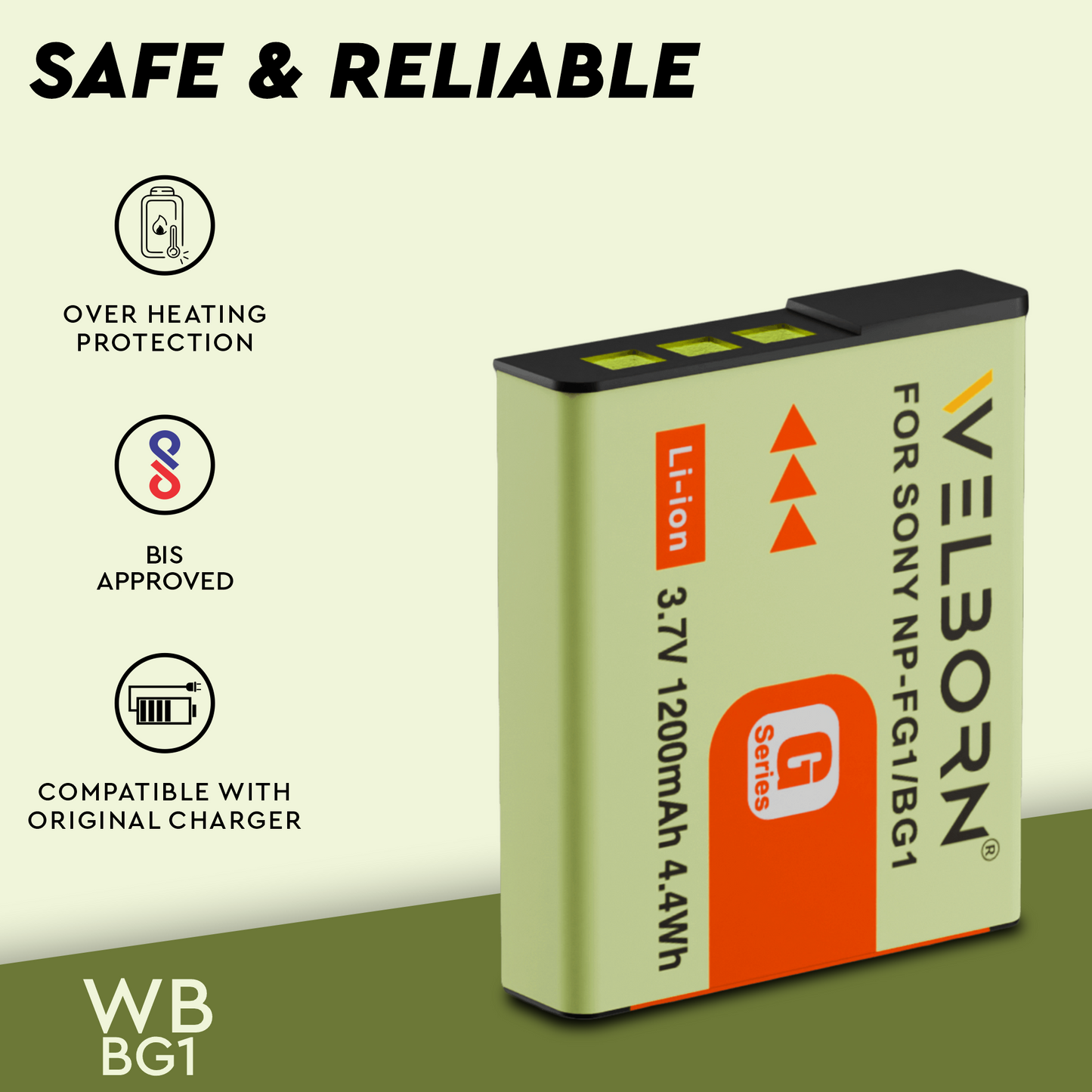 WELBORN NP-BG1 Rechargeable Battery Compatible with Sony Cameras – Reliable Power for Long Shoots