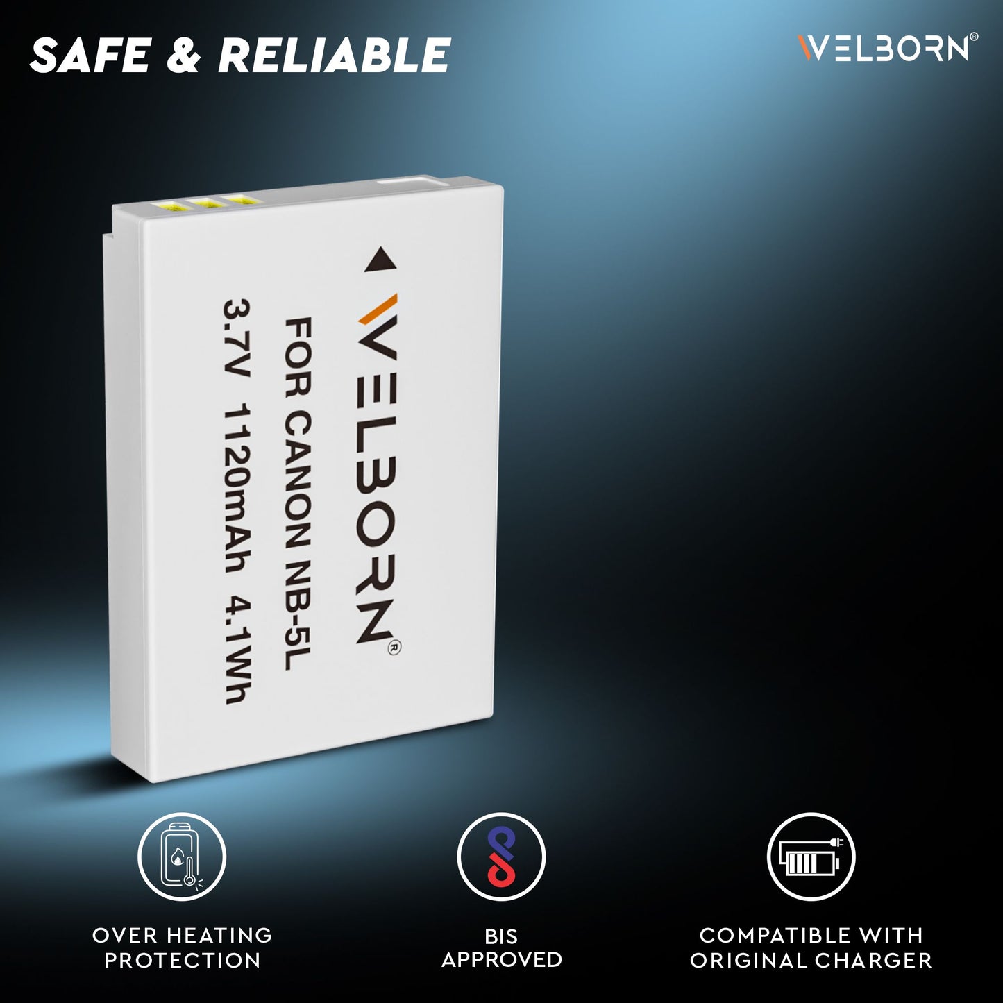 WELBORN NB5L Rechargeable Battery Pack Compatible with Canon Digital IXUS 870IS,970IS,980 is,990 is,90IS| Power Shot SD880 is,SD790 is,SD890 is,SD990 is,SD970 is, S100, S110,SX200 is,SX210 is
