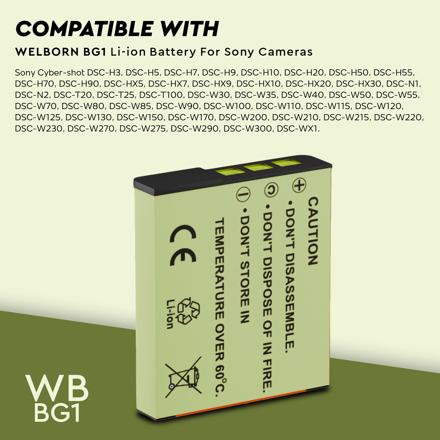 WELBORN NP-BG1 Rechargeable Battery Compatible with Sony Cameras – Reliable Power for Long Shoots