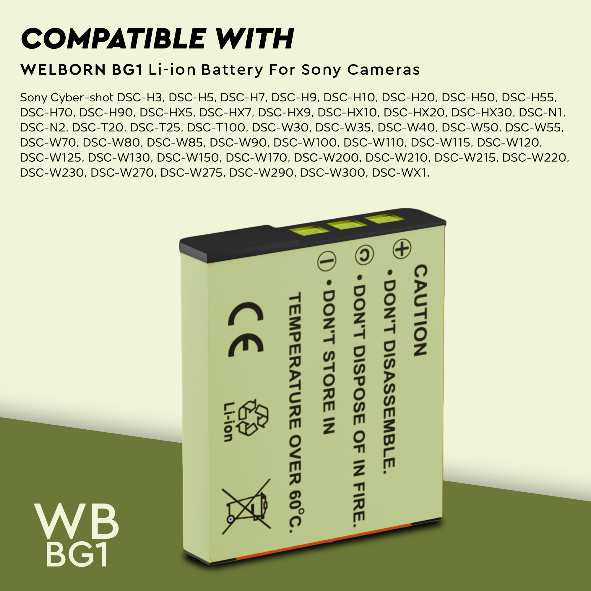 WELBORN NP-BG1 Rechargeable Battery Compatible with Sony Cameras – Reliable Power for Long Shoots