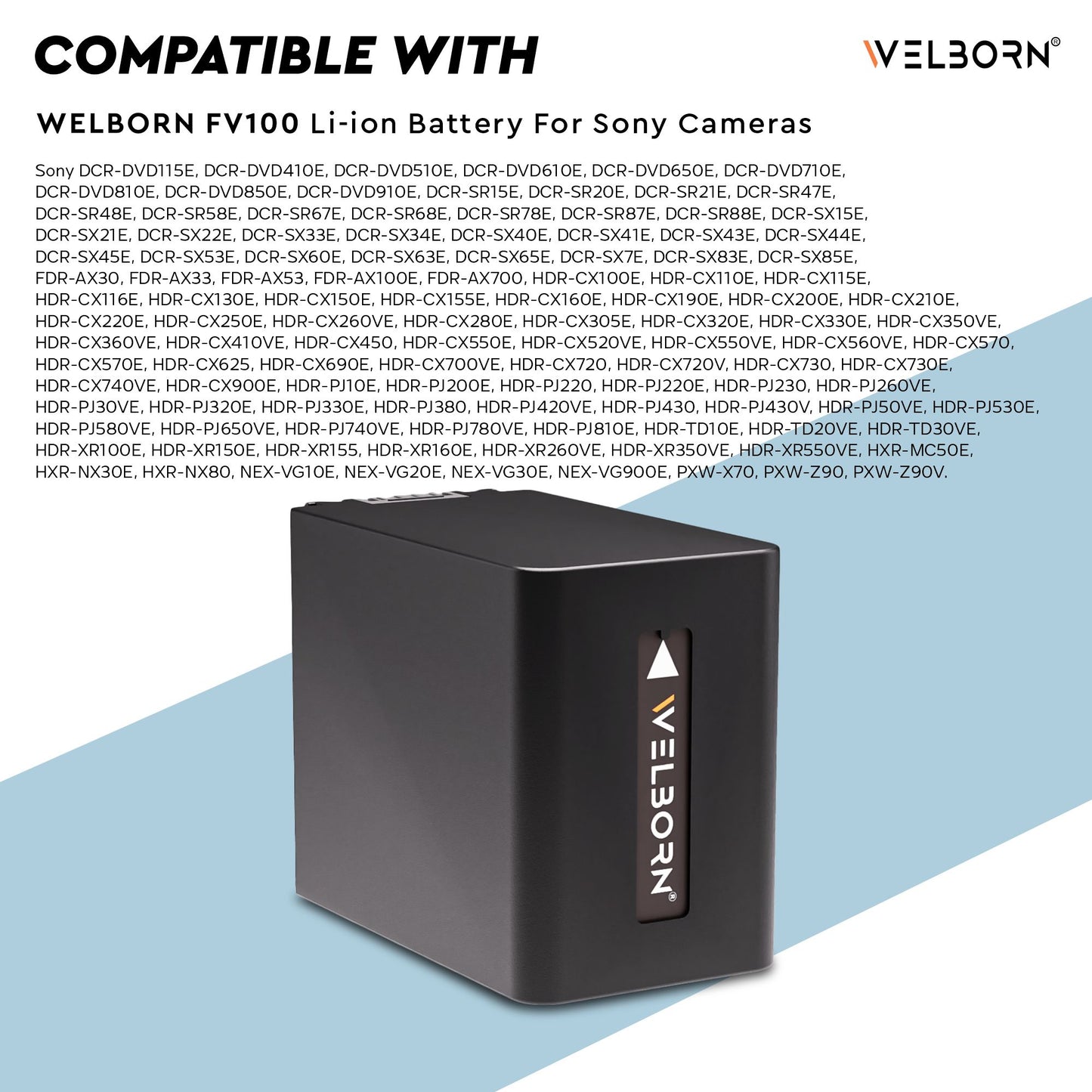 WELBORN NP-FV100 Platinum Digital Li-ion Battery for Sony FDR-AX53,FDR-AX700,HDR-CX455,HDR-CX675,DCR-SR21,DCR-SR60,DCR-SR68,DCR-SR88 Camera Battery (14000mAh)