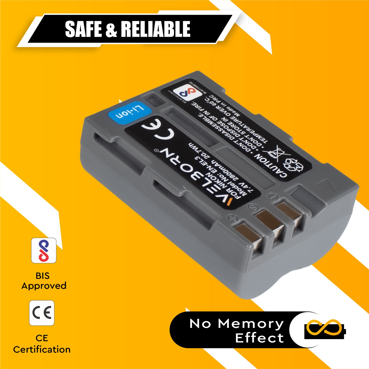 Welborn Camera Battery for Nikon ENEL3 (2800 mAh) Battery Compatible with Nikon D300, D300s, D100, D50, D40, D70, D700, D70s, D80, D90, and D200