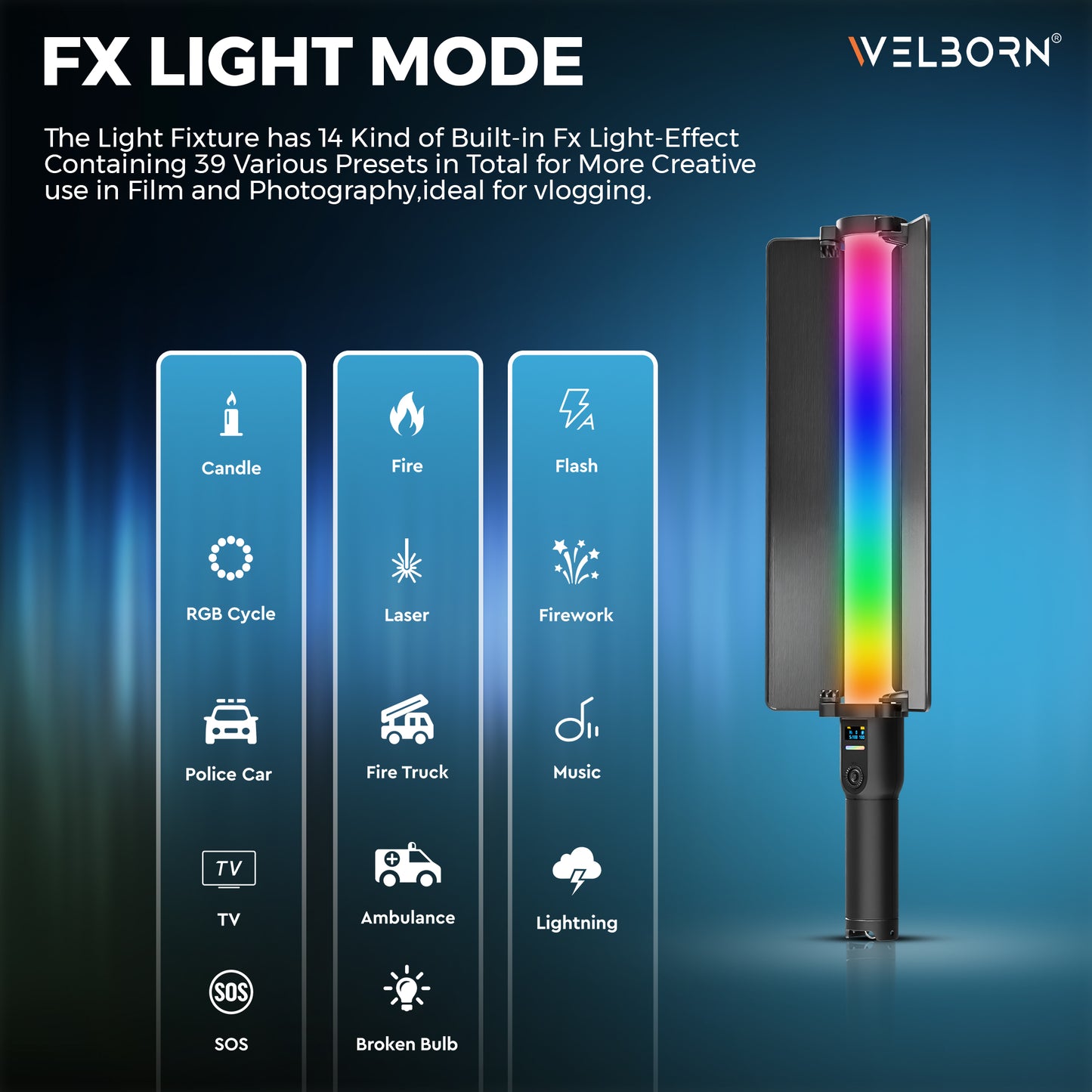 WELBORN SL500R-80W RGB LED Light Stick with App Control