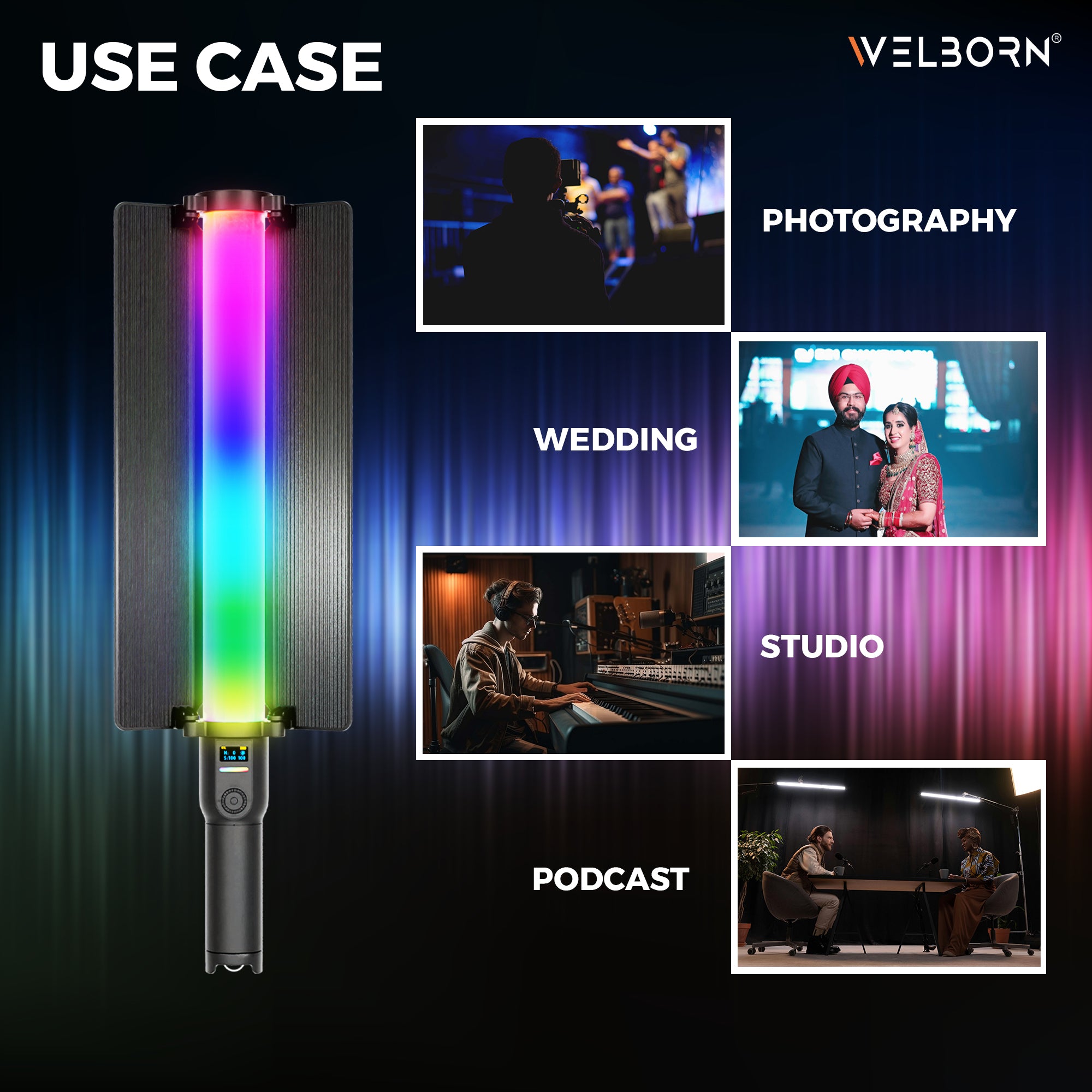 WELBORN SL500R-80W RGB LED Light Stick with App Control
