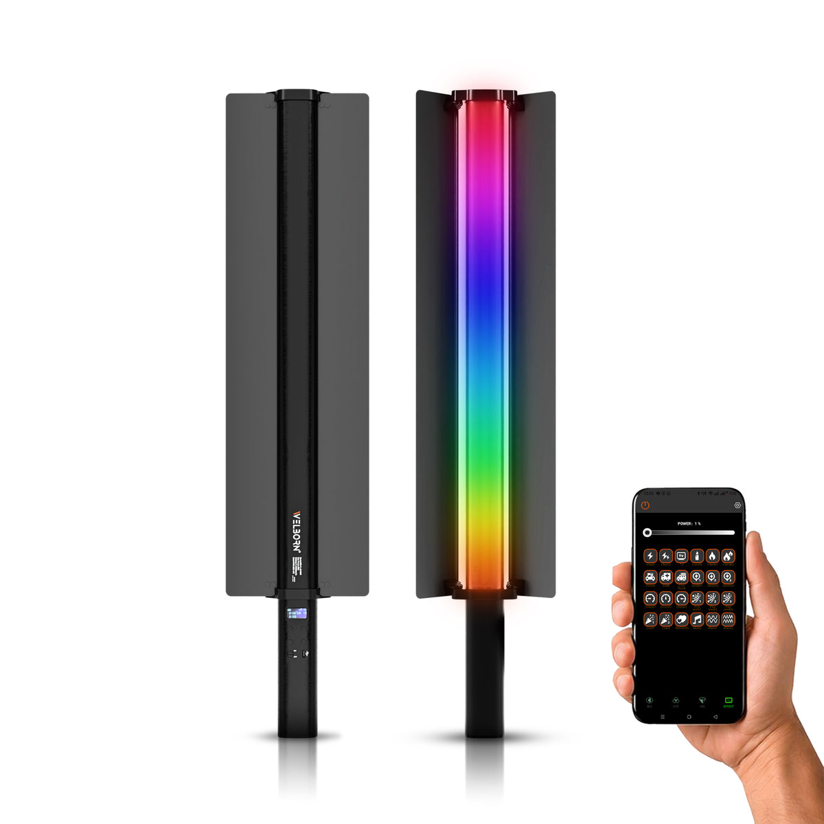 WELBORN RGB LED Stick Light 60W – Portable Video & Photography Light with App Control, Adjustable 2500K–9000K CCT & RGB Effects