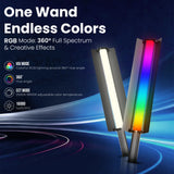 WELBORN RGB LED Stick Light 60W – Portable Video & Photography Light with App Control, Adjustable 2500K–9000K CCT & RGB Effects