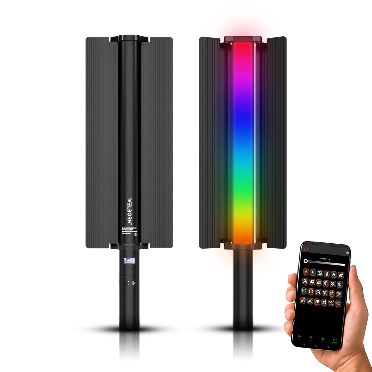WELBORN 80W RGB LED Stick Light | 2500K–9900K Adjustable Color Temperature + RGB | 21,150 Lux Brightness | 96+ CRI & TLCI | 1–100% Dimming | FX Lighting Effects | Smart App Control for Photography, Videography, YouTube & Reels