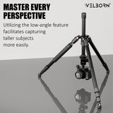 Welborn TR-525BH (60 Inch) Professional Aluminum Tripod Cum Monopod with Steady Rubberized Legs, Bubble Head for Adjustable Position Operating Height: 3200 mm Maximum Load Capacity: 7kgs (Black)
