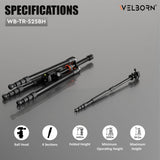 Welborn TR-525BH (60 Inch) Professional Aluminum Tripod Cum Monopod with Steady Rubberized Legs, Bubble Head for Adjustable Position Operating Height: 3200 mm Maximum Load Capacity: 7kgs (Black)
