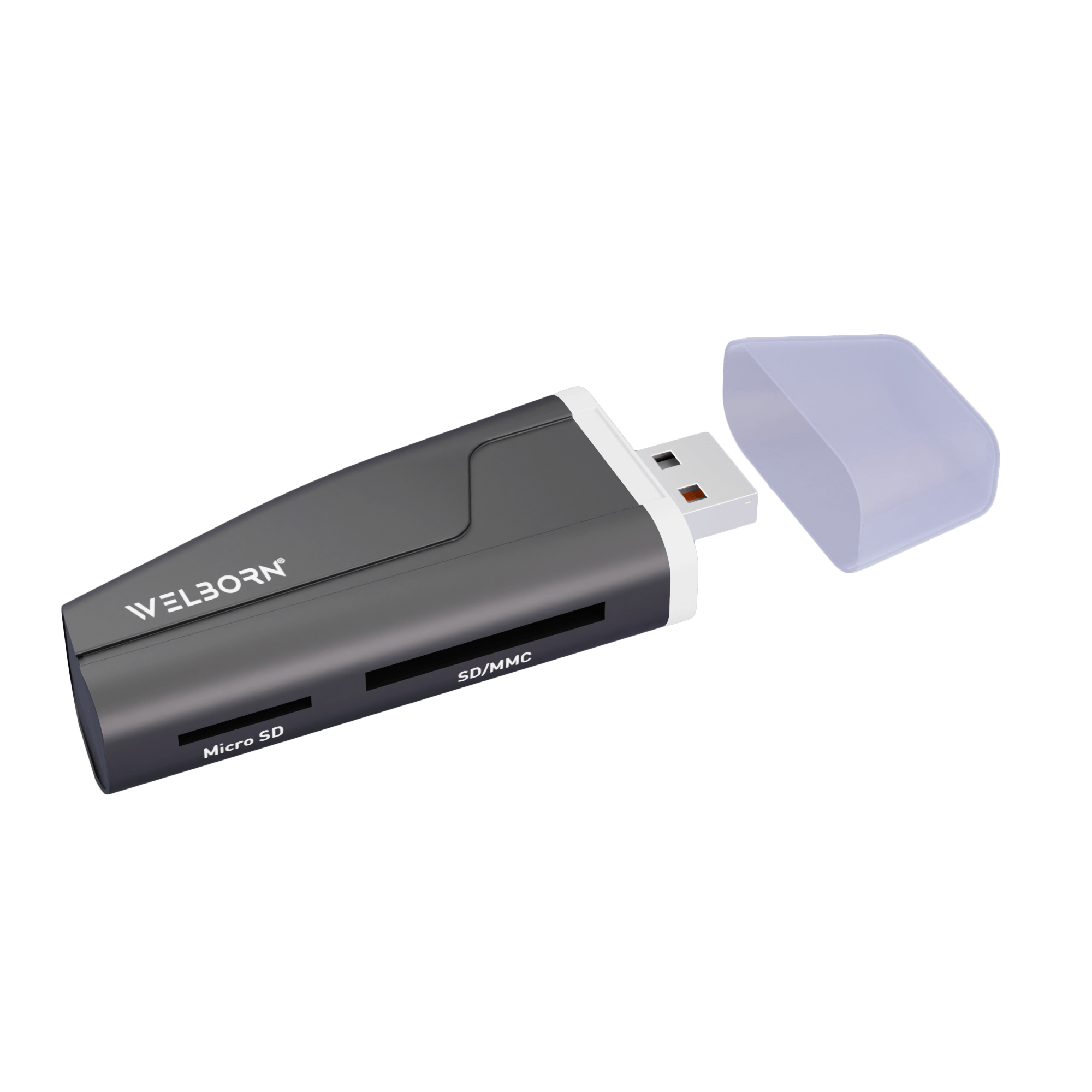 WELBORN CR11 2 in 1 USB High Speed Card Reader for Digital Memory Cards TF SD Micro SD SDHC SDXC