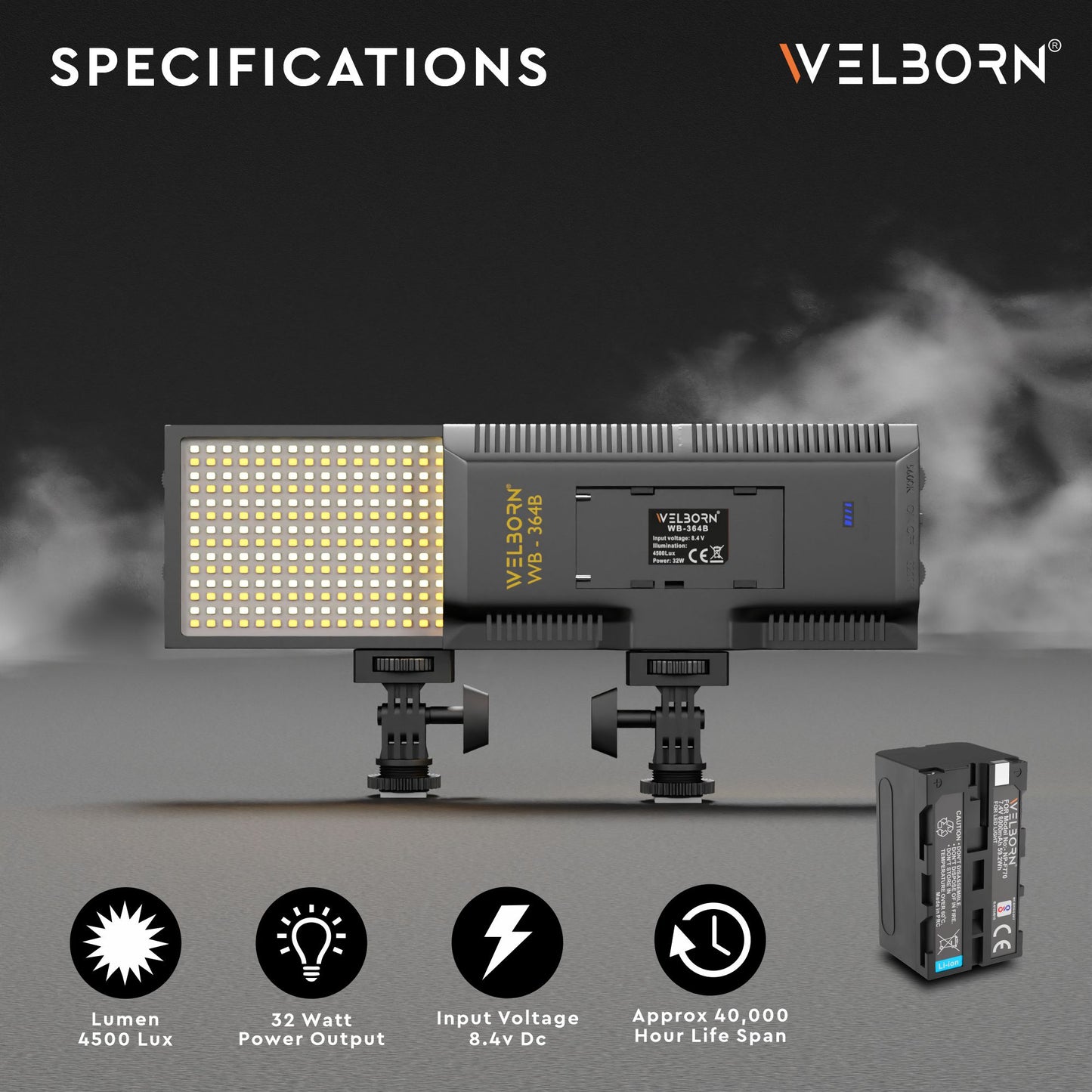 Welborn Bi-Color Dimmable 364 LED Video Light for YouTube Video, Product Photography, Makeup Shoot and More