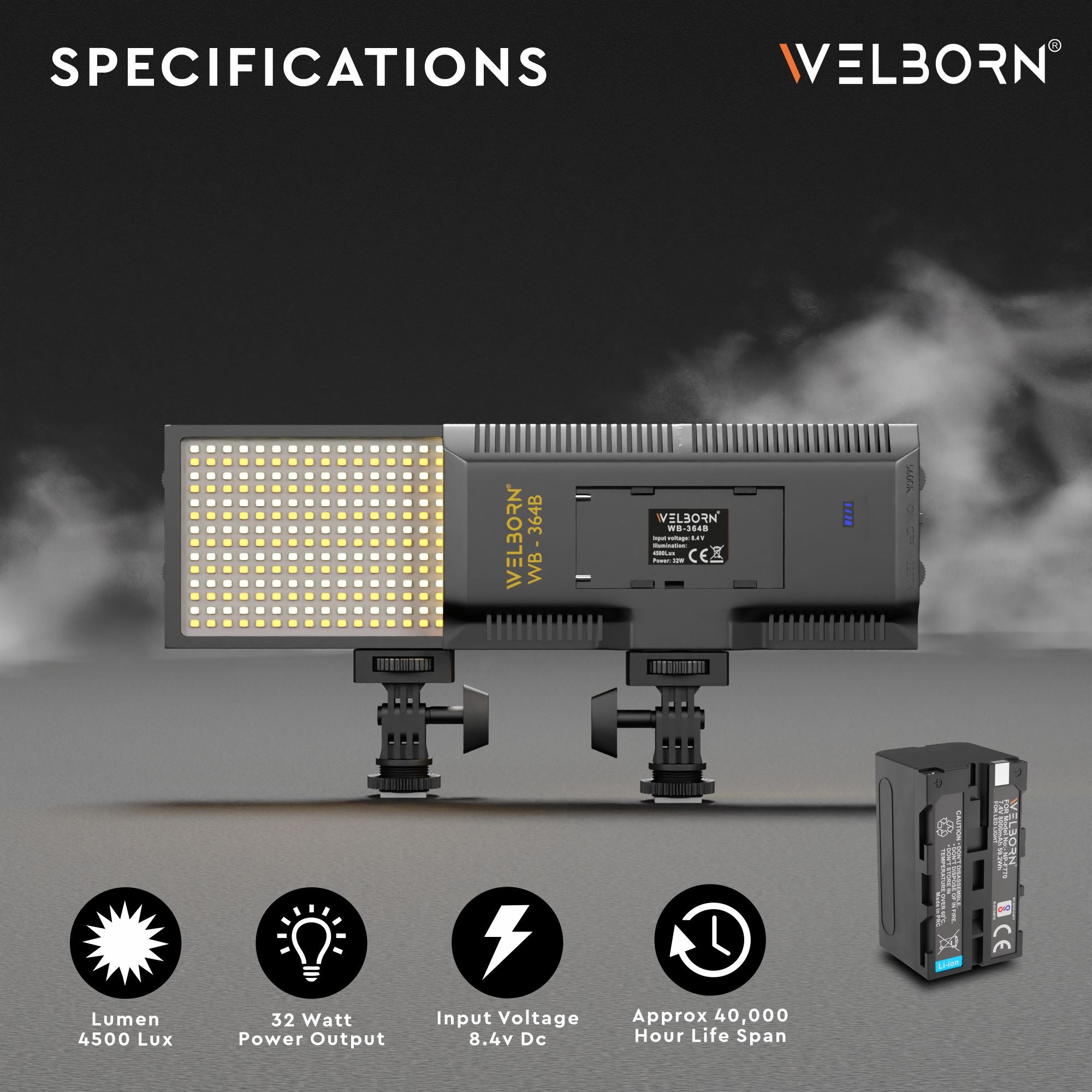 Welborn Bi-Color Dimmable 364 LED Video Light for YouTube Video, Product Photography, Makeup Shoot and More
