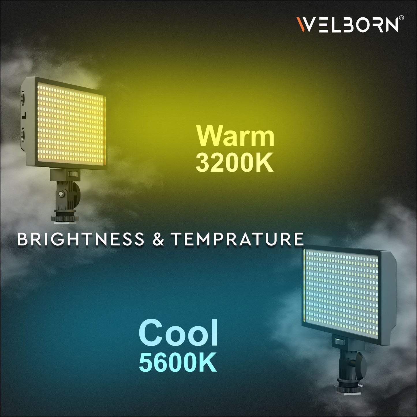 Welborn Bi-Color Dimmable 364 LED Video Light for YouTube Video, Product Photography, Makeup Shoot and More