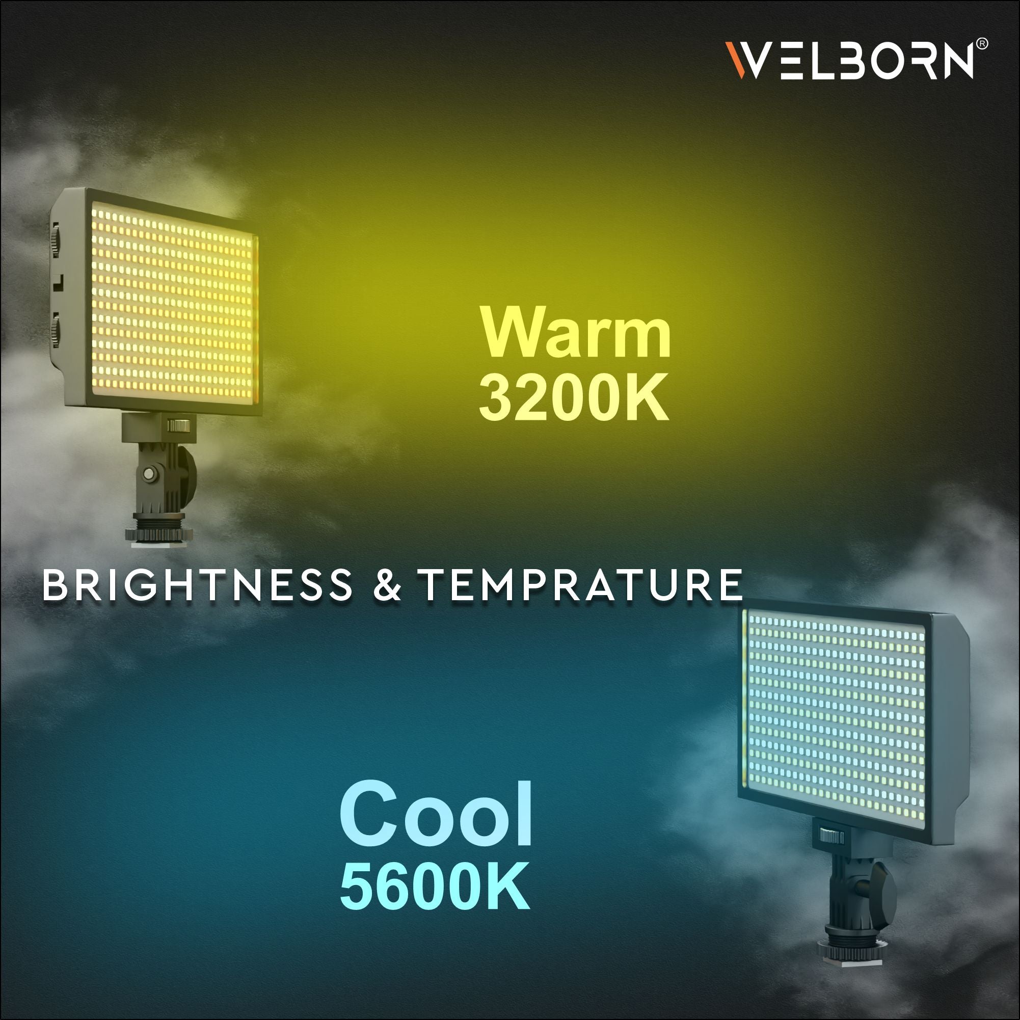 Welborn Bi-Color Dimmable 364 LED Video Light for YouTube Video, Product Photography, Makeup Shoot and More