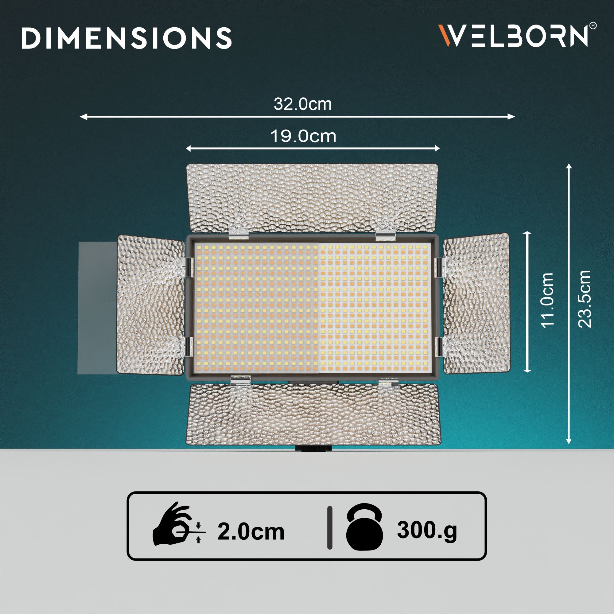 Welborn 768B-BD Bi-Color LED Video Light with Barndoor – Adjustable Color Temperature for Professional Lighting