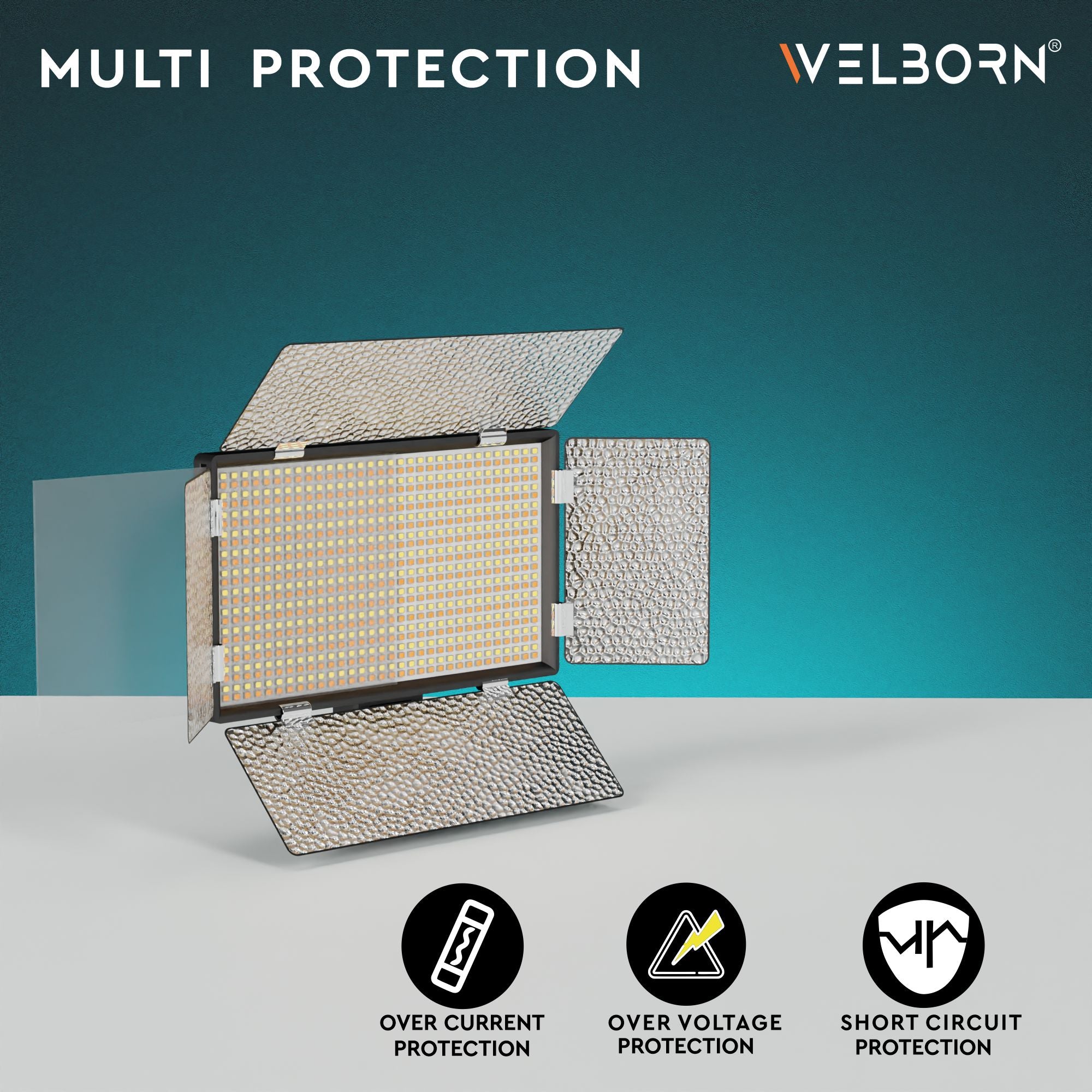 Welborn 768B-BD Bi-Color LED Video Light with Barndoor – Adjustable Color Temperature for Professional Lighting