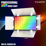 Welborn 768RGB-BD LED Video Light with Barndoor – Adjustable Color Temperature for Professional Lighting with Barndoor