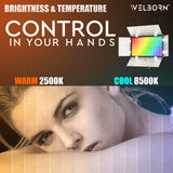 Welborn 768RGB-BD LED Video Light with Barndoor – Adjustable Color Temperature for Professional Lighting with Barndoor