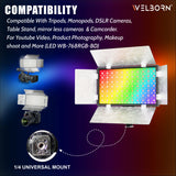 Welborn 768RGB-BD LED Video Light with Barndoor – Adjustable Color Temperature for Professional Lighting with Barndoor