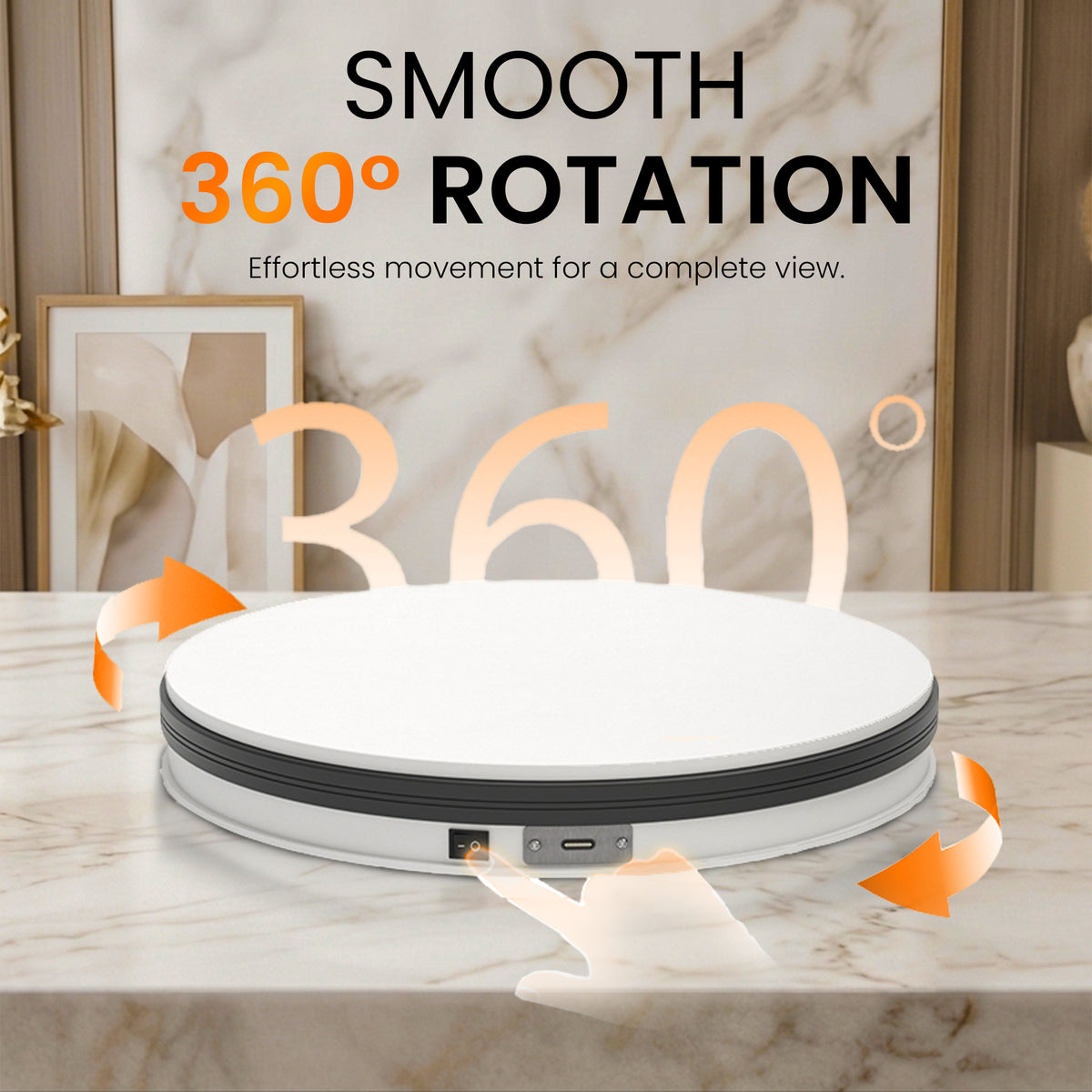 WELBORN 35cm Product Photography Turntable | 30KG Load Capacity | 360° Two-Way Rotation | Adjustable Rotation Speed | Type-C Charging | Electric Rotating Display Stand for Product Photography, Video, Live Streaming & E-Commerce