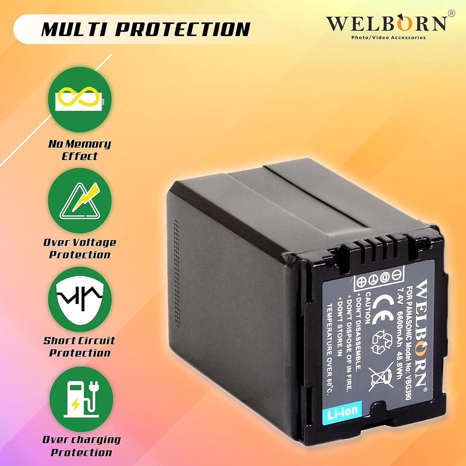 WELBORN VW-VBG390 Platinum Camera Battery (6600mAh)