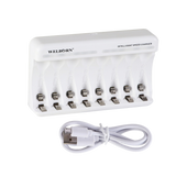 WELBORN WB-C-008 Ultra Fast Charger for Rechargeable Batteries AA & AAA Ni-MH, Charge 8 Batteries at a Time, Reliable Multi-Slot Charging
